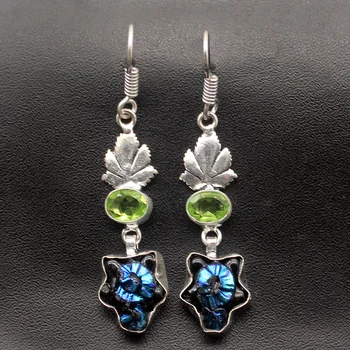 

HERMOSA Jewelry Natural DICHROIC GLASS Women's Long Earrings AK12