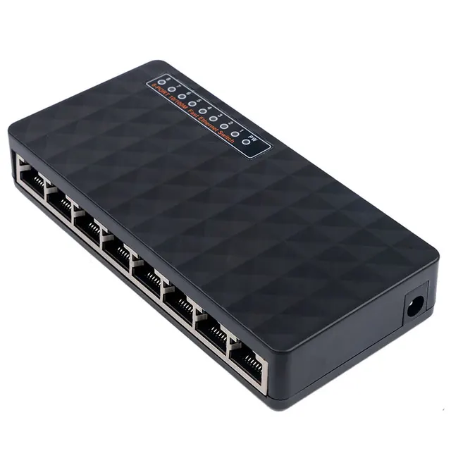 Hot Network Switch 8 Ports 10/100Mbps Fast Ethernet RJ45 Switcher Lan Hub MDI Full/Half Duplex Exchange AC Prower Adapter 4