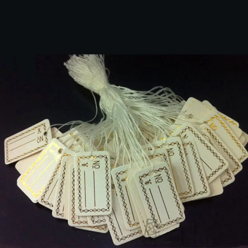 100 шт./лот DIY ценник прямоугольная этикетка галстук лента для ювелирных изделий одежда дисплей товары ценники карты серебро/золото/белый - Цвет: A(Gold)