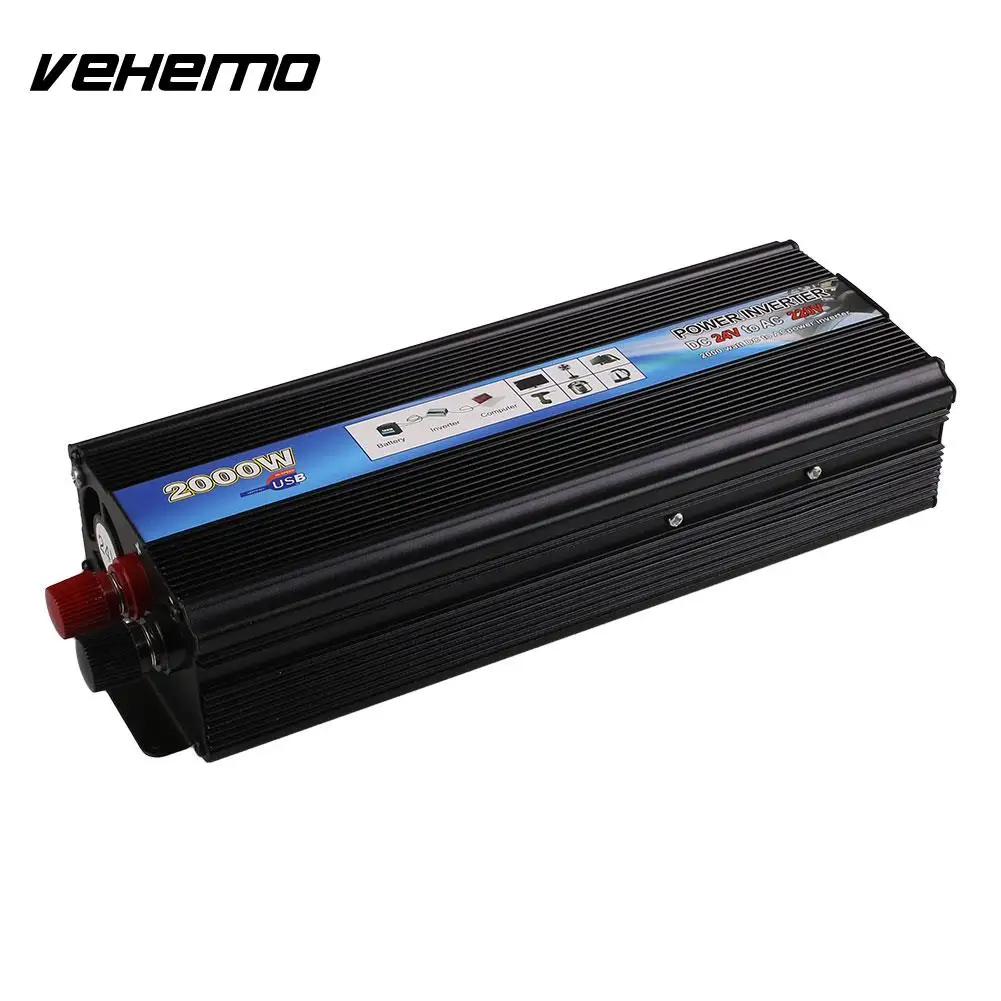 

Vehemo 2000W Car Vehicle USB 24V-220V/12V-110V Power Inverter Adapter Converter Black