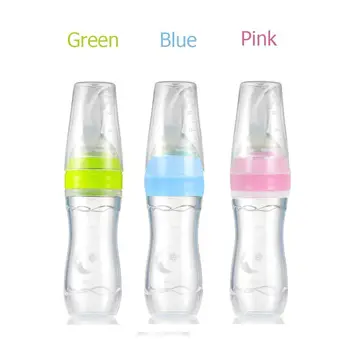 

Baby Silicone Squeeze Feeding Bottle With Spoon Food Rice Cereal Feeder WHITE LE Newborn Boys Girls Solid Feeding Cups Utensils