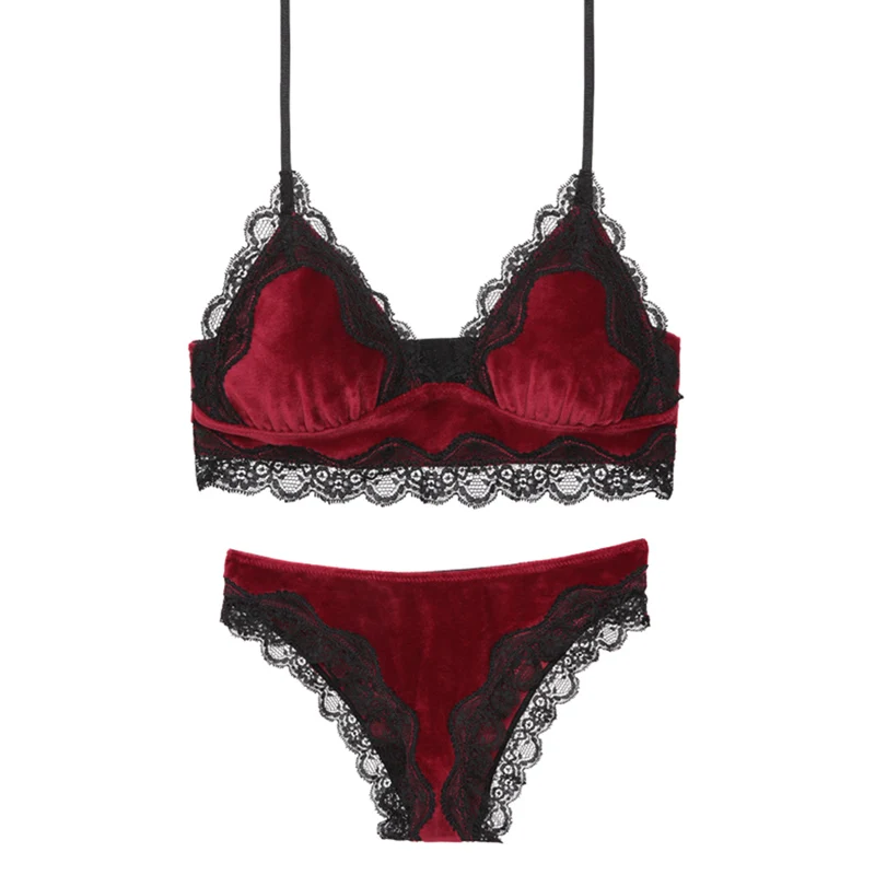 TERMEZY Sexy Velvet Bra set Luxury Lace Trim Underwear Women Lingerie Soft Comfortable Brassier VS Underwear Women Set TERMEZY Sexy Velvet Bra set Luxury Lace Trim Underwear Women Lingerie Soft Comfortable Brassier VS Underwear Women Set