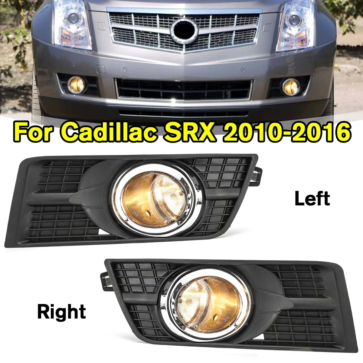 

Front Bumper Fog Lamps Driving Lights and Covers For Cadillac SRX 2010-2016 RH&LH