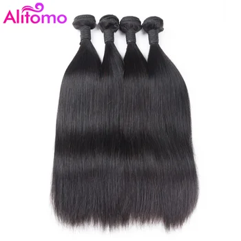 

Alitomo Straight Hair Bundles Natural Black Color Peruvian Hair Weave Bundle Deals 3/4 Pcs/Lot Remy Human Hair Extensions