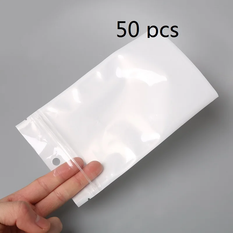 100PCS Small White / Clear Zip Lock Plastic Package Bags with Zipper Self  Seal Transparent Ziplock Poly Packaging Bag Hang Hole - AliExpress