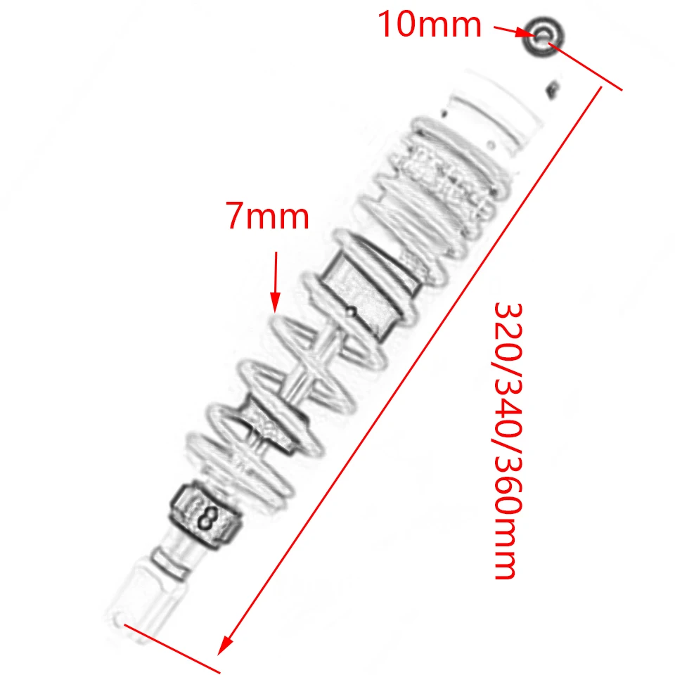Мотоциклетный Универсальный 320 мм/340 мм/360 мм регулируемый пружинный демпфирующий задний амортизатор для Kawasaki Suzuki Yamaha задняя подвеска