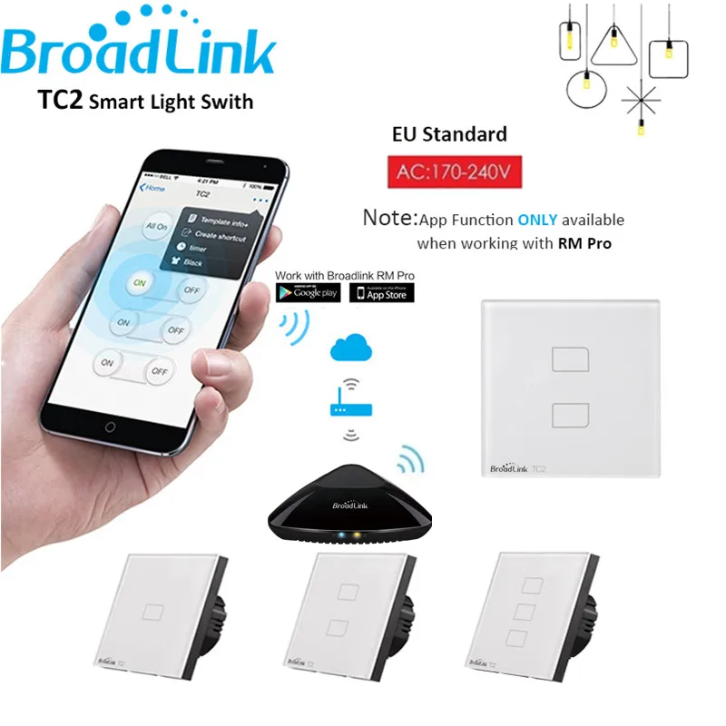 Broadlink TC2 стандарт ЕС 433hгц настенный выключатель света Wifi беспроводной умный пульт