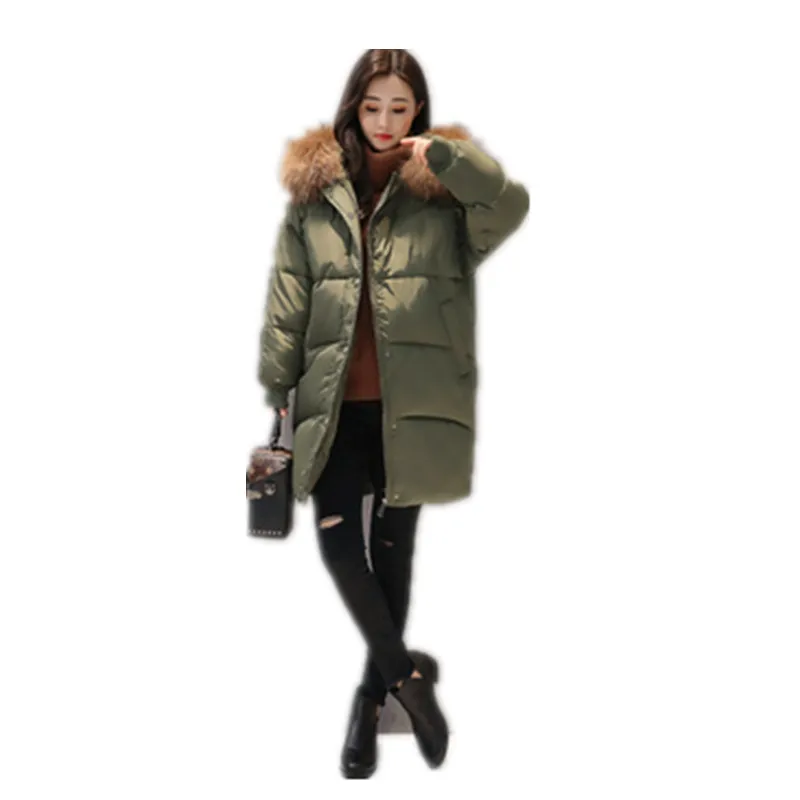 New 2017 Large Fur Collar Hooded Warm Long Parka Thick Winter Coat font b Jacket b