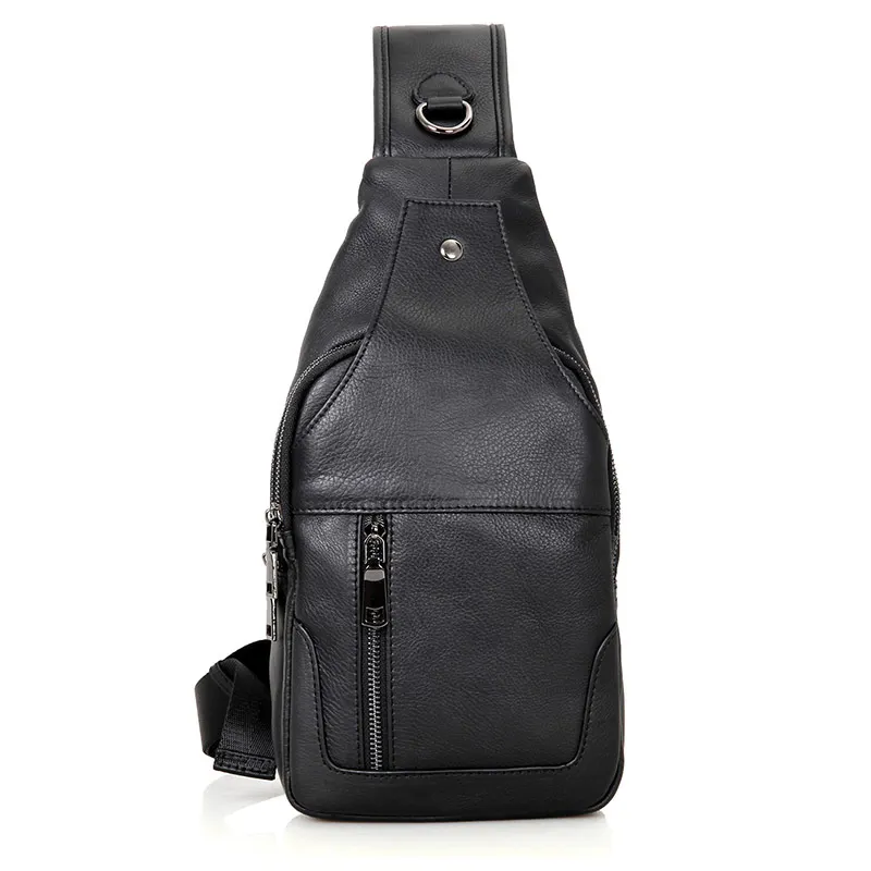 

J.M.D New Arrivals Excellent Genuine Leather Causal Style Men's Fashion Style Chest Bag Shoulder Bag Black 4004A
