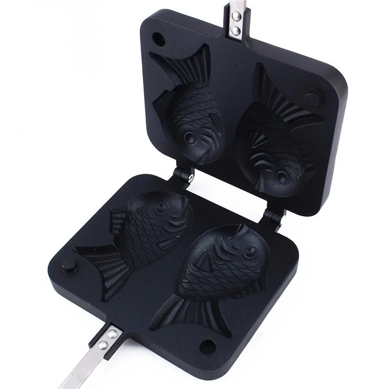 Online 1 pieza forma de pez molde para gofres fabricante Taiyaki molde para torta molde hogar DIY niños amor desayuno familia Cocina Barbacoa herramienta para hornear