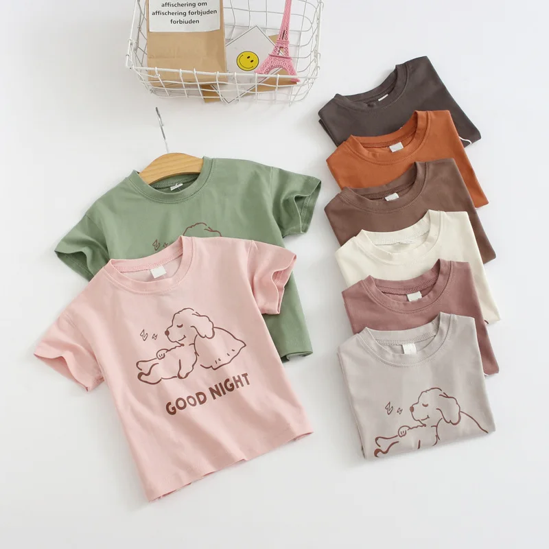 

2019 Summer Boys and Girls Cartoon Puppy Printed Short Sleeved T-shirts