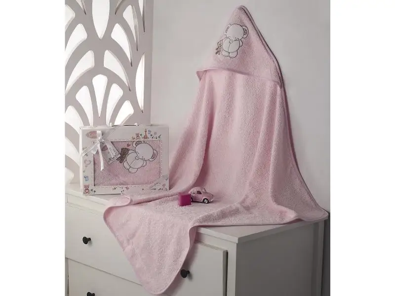 Полотенце-конверт KARNA, BAMBINO-SLON, 90*90 см, розовый