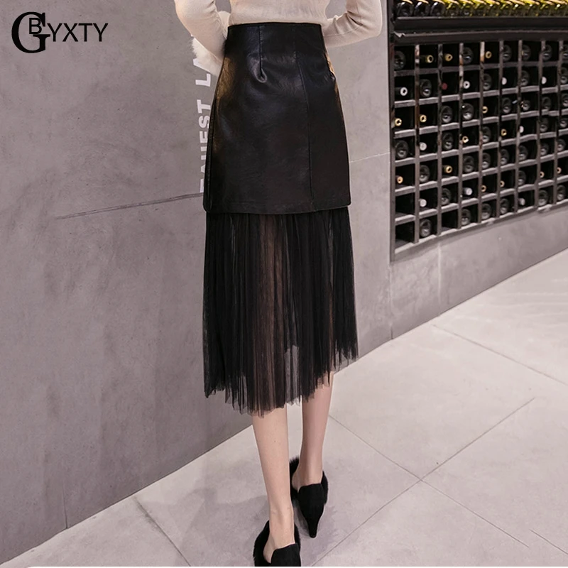 Женская юбка с высокой талией GBYXTY jupe cuir femme из искусственной лакированной кожи