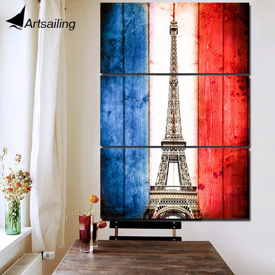 3 piece canvas painting Vintage Paris Eiffel Tower posters and prints