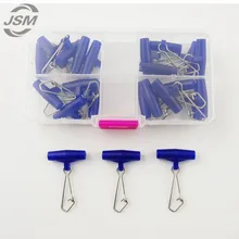 JSM 20 шт синяя пластиковая головка Поворотная с крючком оснастка рыболовные грузила слайды Вертлюги для оплетки рыболовная леска слайдер снасти с коробкой