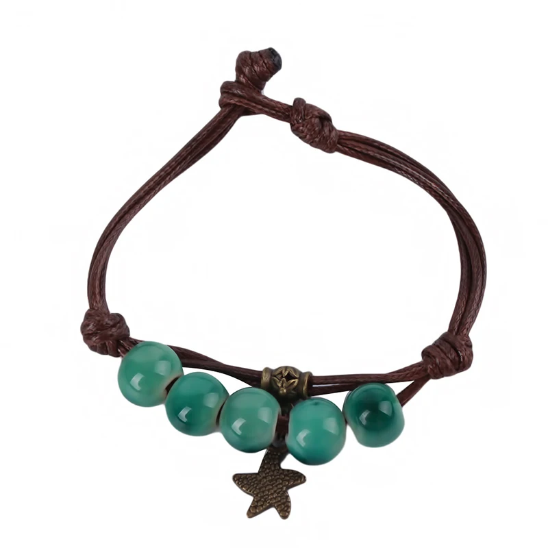 

New Ceramics Kiln Change Porcelain Beads Bracelet Retro Charm Star Jewelry Jewelry Rope Female Jewelry
