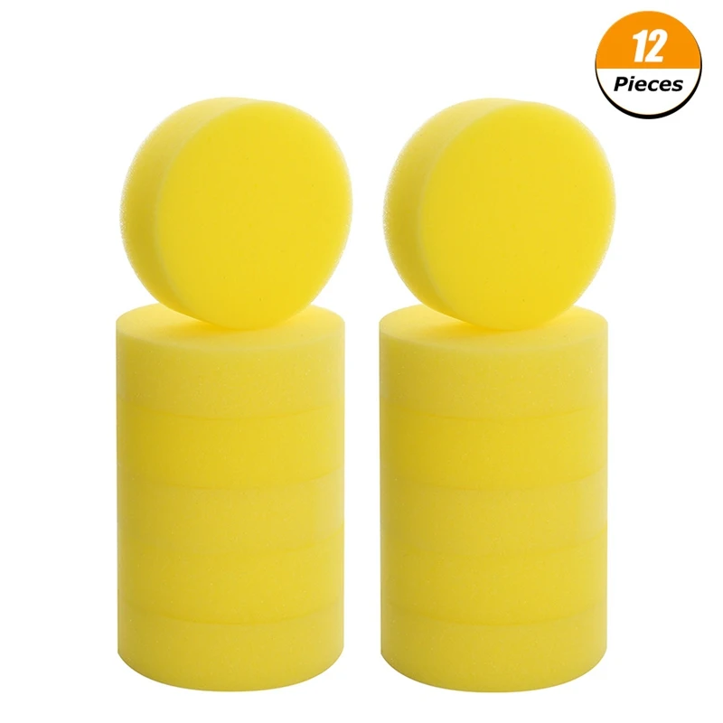 

12Pcs/Lot Car Washing Tools Waxing Sponge Yellow Round Polishing Sponge Car Cleaning