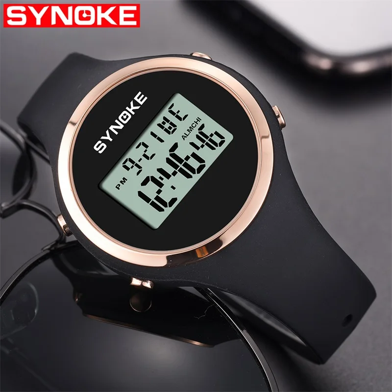 SYNOKE цифровые часы женский силиконовый для часов леди светодиодный дисплей водонепроницаемые женские s часы модные женские s наручные часы спортивные часы