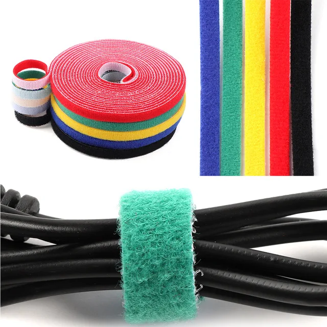 

Multicolor Fastener Reusable Magic Tape Hook Power Wire Loop Tape Nylon Straps Nylon Cable Ties 1cm*25m
