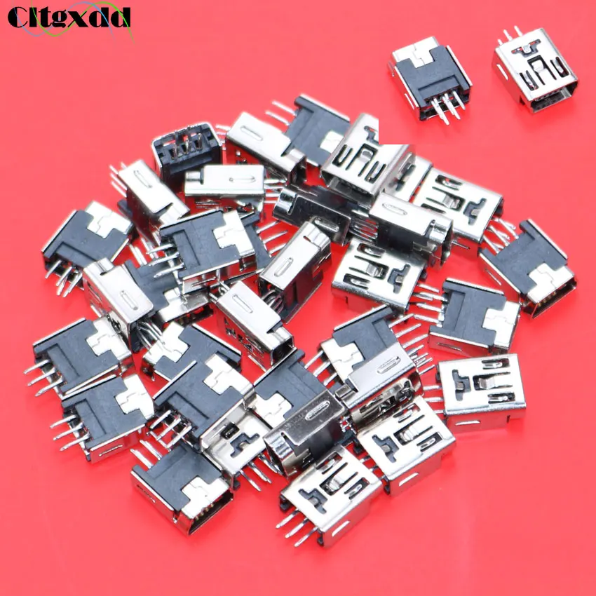 Cltgxdd 1 ~ 100 шт мини USB разъем 5pin гнездо зарядный порт V3 для MP3 MP4 GPS и т. Д. 180 градусов |