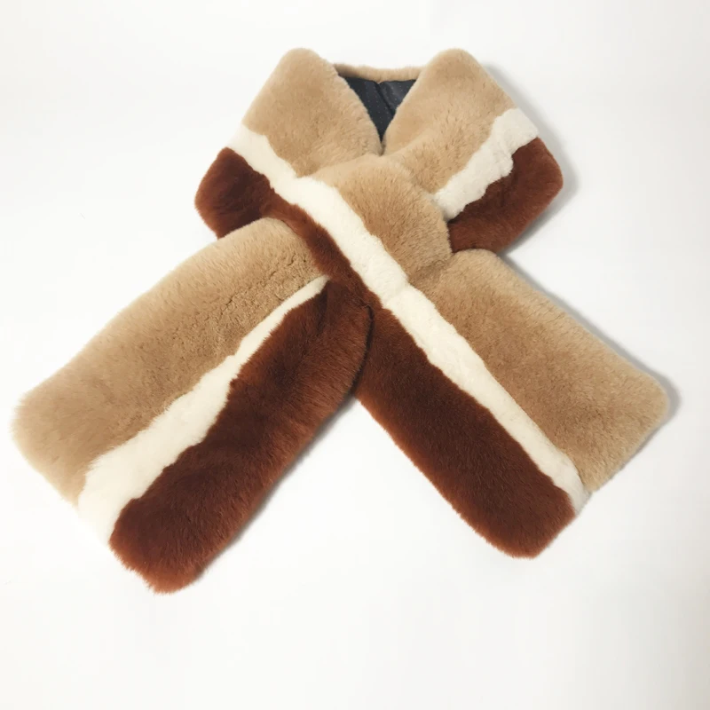 New multicolor combination rex rabbit fur scarves creative style warm real muffler winter long scarf |