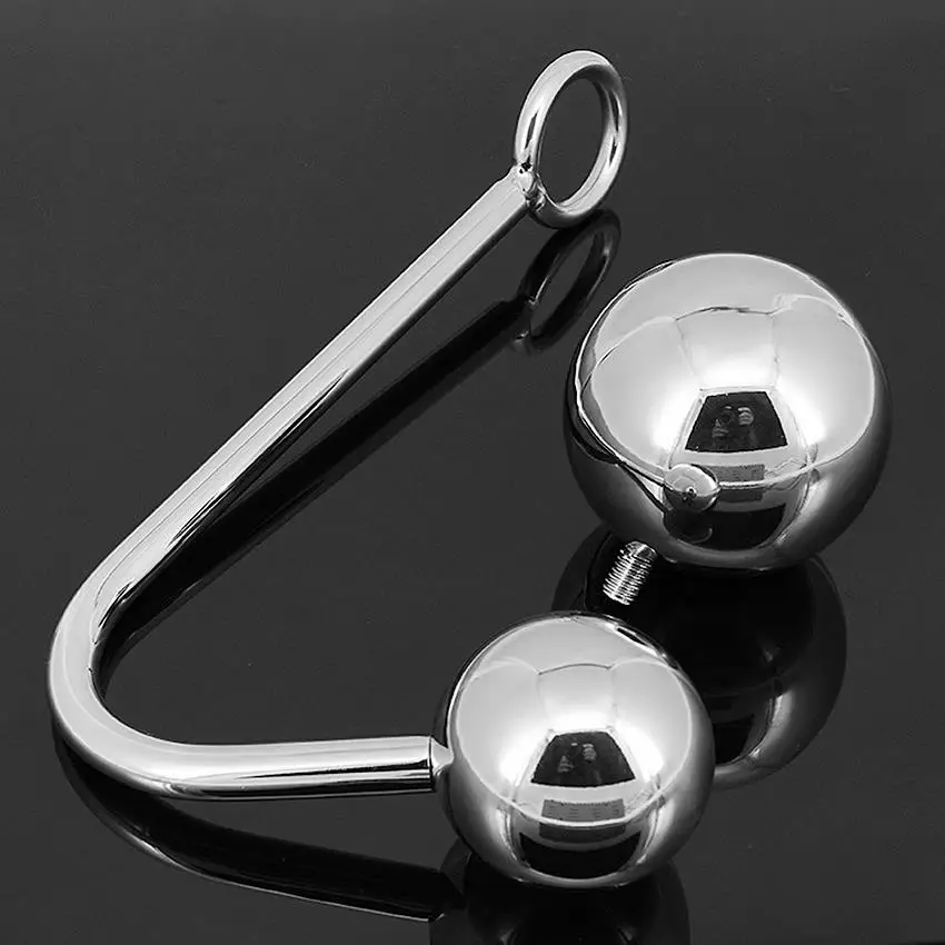 Stainless Steel Anal Hook With Two Anal Balls Metal Anal Plug Butt Plug Erotic Toys Sex Toys For