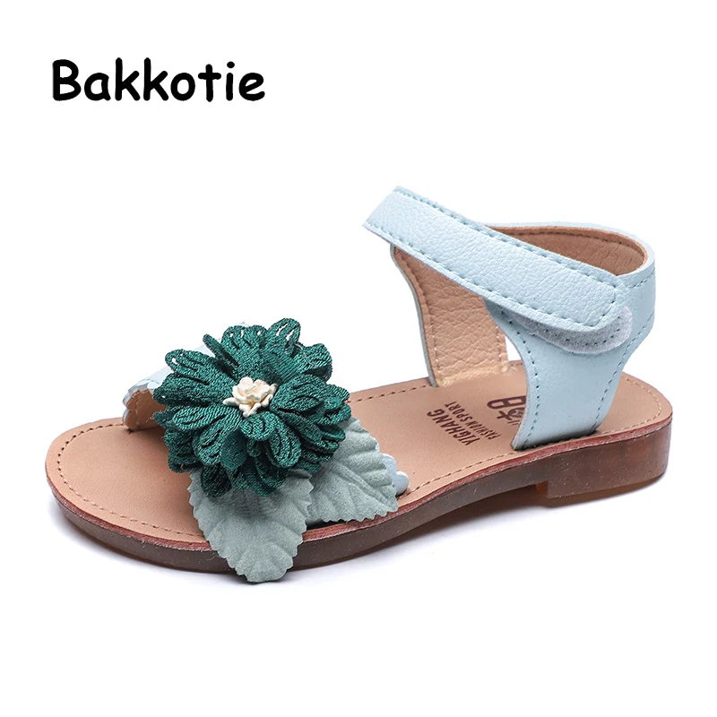 

Bakkotie Baby Girls Summer Fashion Pink Flowers Sandals New Princess Soft Dress Shoes Kids Pu Leather Casual Beach Shoes