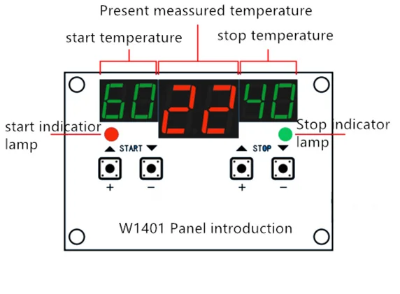 10 шт./лот W1401 DC12V цифровой светодиодный дисплей термометр термостат контроллер температуры с датчиком 40% off