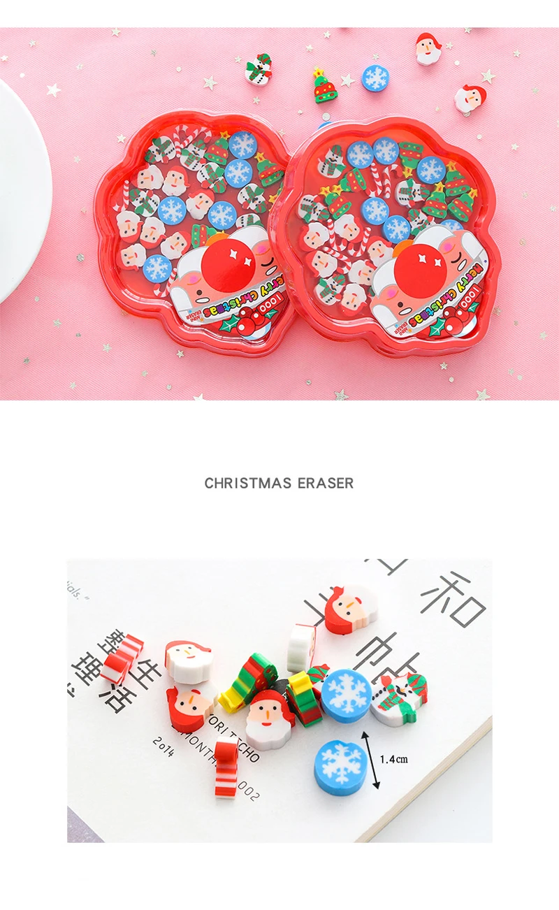 EZONE 30 шт./кор. Рождество ластик Дизайн Kawaii новогодних ёлок/Снеговик/Санта Клаус/Снежинка Форма подарки для детей школьного питания