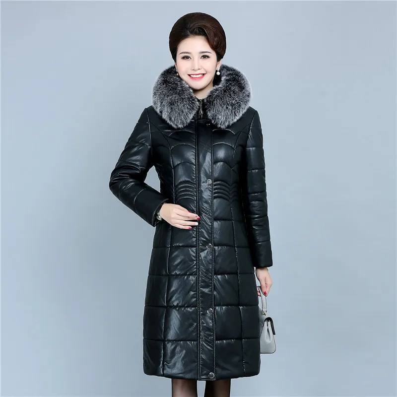 Women Winter Long Soft Leather Jacket PU Parkas 2018 New Ladies Fur Collar Hooded Cotton-padded Coat Female Thicken Outerwear Women Winter Long Soft Leather Jacket PU Parkas 2018 New Ladies Fur Collar Hooded Cotton-padded Coat Female Thicken Outerwear