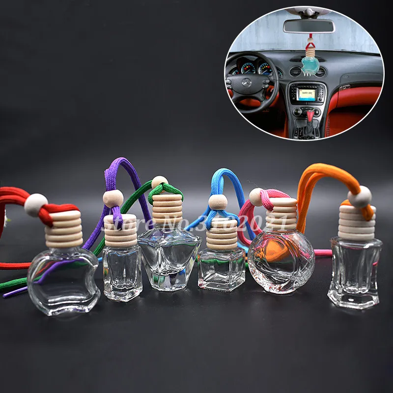 

20pcs/lot 3ml 5ml 6ml 10ml Clear Glass Car Perfume Essential Oil Bottle DIY Empty Hang Vehicle Fragrance Sub bottling Decoration