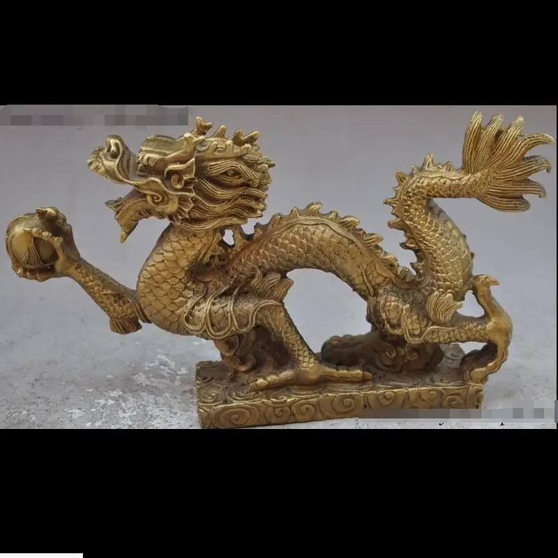 

zhaorui4884385+ +8" chinese fengshui brass animal zodiac dragon play Bead success lucky statue