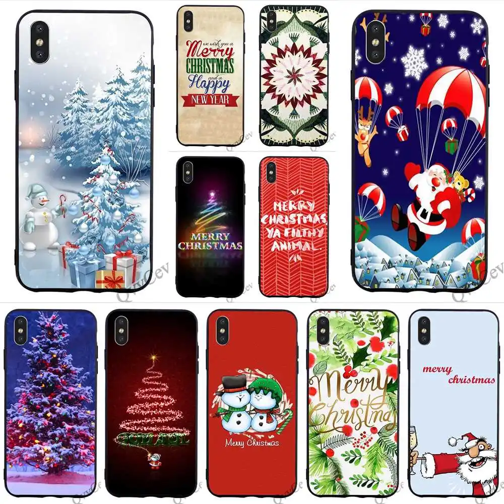 

Pattern Merry Christmas Happy New Year Phone Cover for iPhone XR Case Xs Max X 6 6S 8 Plus 7 5S 5 SE Covers Skin