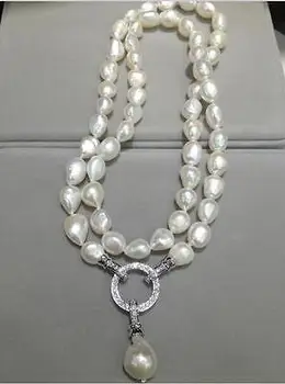 

Free shipping Quality Fashion Picture>35 inch Adjustable AAA 10-13 MM real south sea white pearl necklace + pendant
