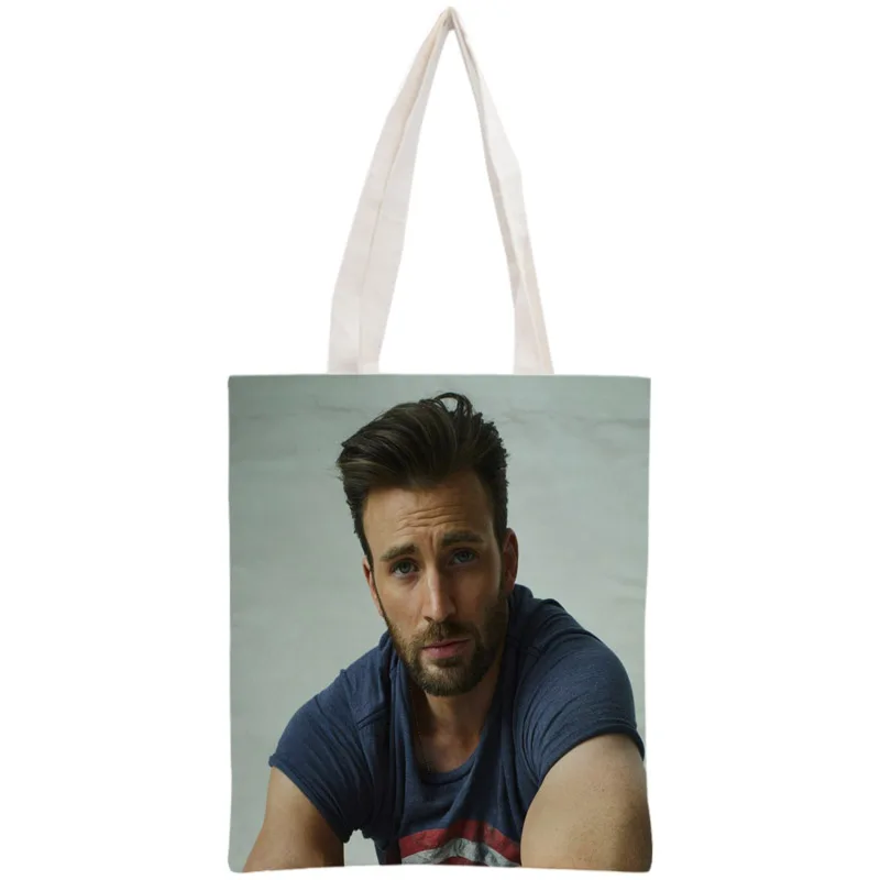 Custom Chris Evans Tote Bag Reusable Handbag Women Shoulder Foldable Cotton Canvas Shopping Bags | Багаж и сумки