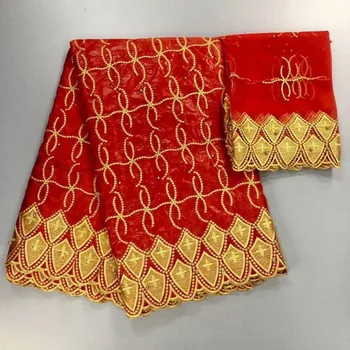 

Latest african bazin riche getzner with stones 2019 cotton brode bazin brode high quality net lace for women 5+2yard/lot