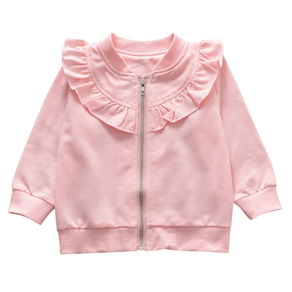 Todder kids fashion jacket Baby Girls Cotton Long Sleeve Solid Zipper Sweatsuit Tops Outerwear baby girl clothes Dropshipping