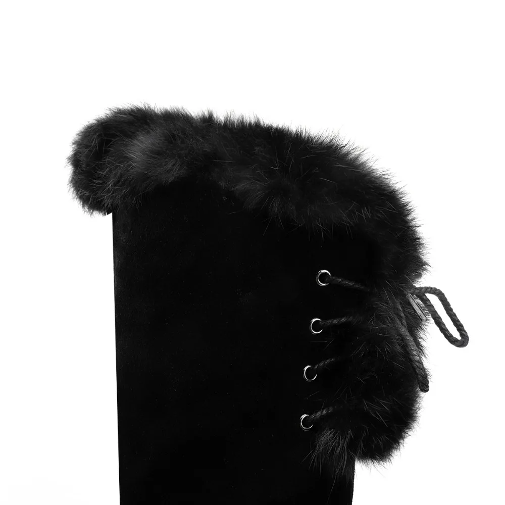 Для женщин на платформе сапоги выше колена зимняя обувь с мехом кролика теплые плюшевые высокие сапоги удобные холодную погоду длинные Ботинки Лидер продаж