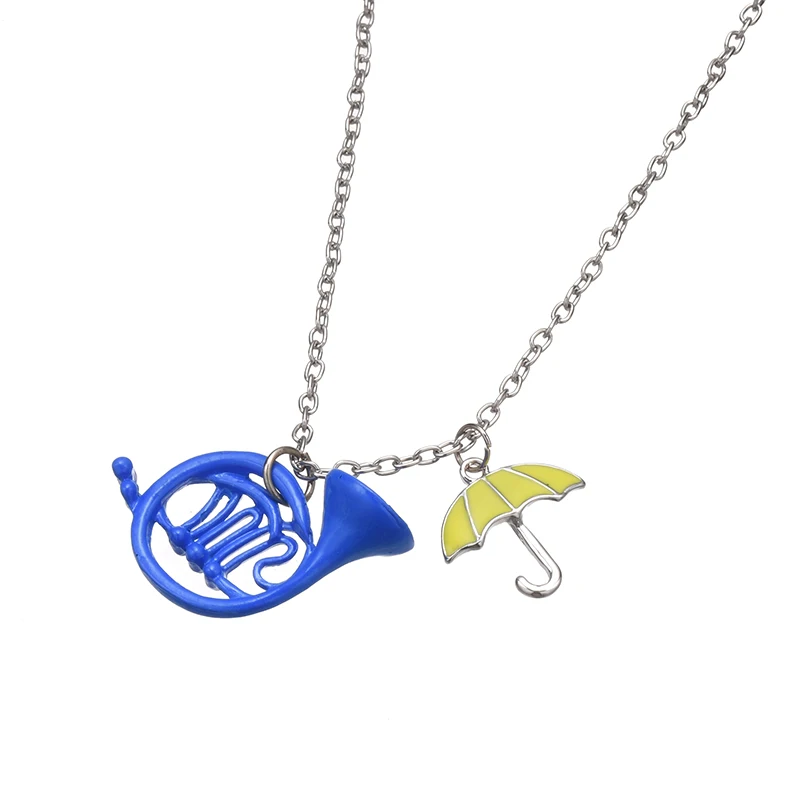 Ожерелье с желтым зонтиком и голубым французским Рогом, подарок для поклонников Collier Femme
