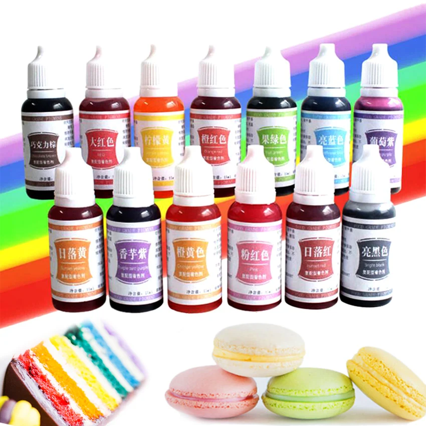 

15ml Edible Pigment Macaron Cream Food Coloring Healthy Safe Cake Fondant Baking Ingredients Cake Color Edible Baking Tool