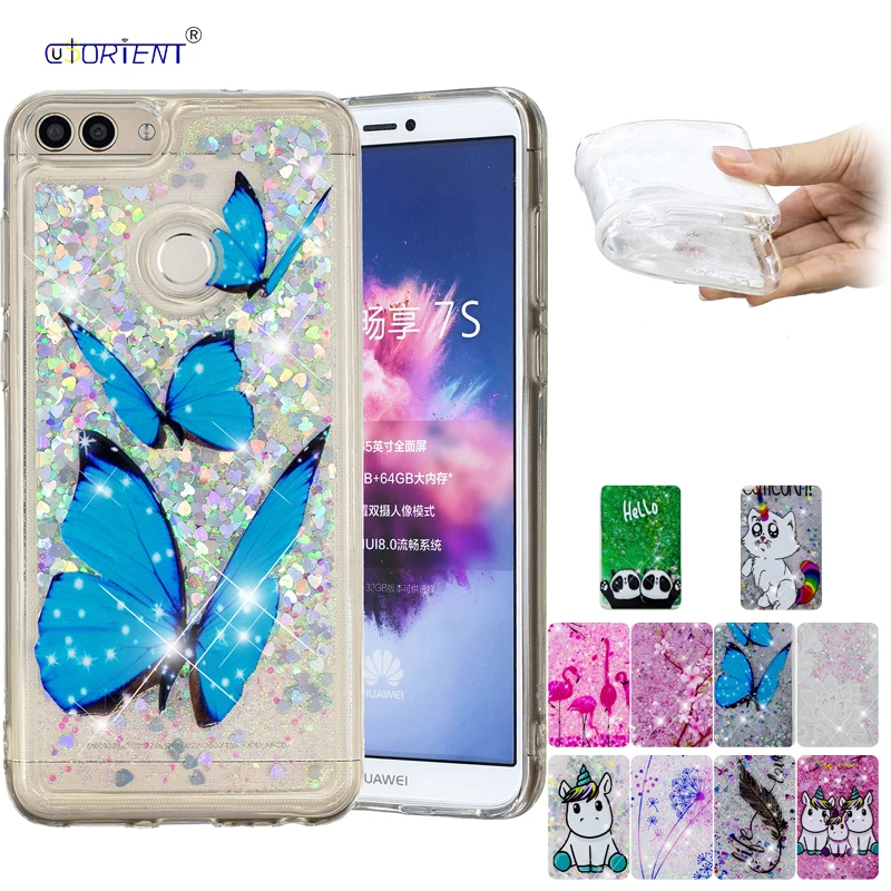 Чехол для телефона Huawei Enjoy 7 S S7 чехол с динамической жидкостью и блестками P smart FIG