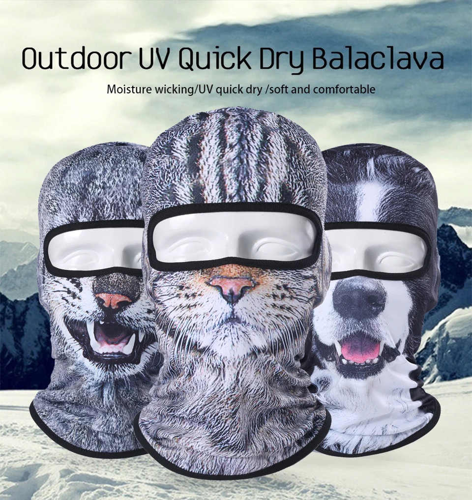 3D Animal Balaclava Motorcycle Full Face Mask Hats Helmet Windproof Breathable Snowboard Cycling Ski