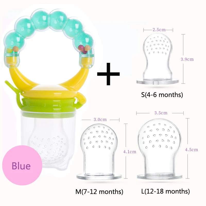 1 шт. соска для фруктов и овощей с фильтром 3 размера SML, мягкая силиконовая безопасная пищевая соска для младенцев, Детская пищевая Жевательная соска - Цвет: Blue--S M L