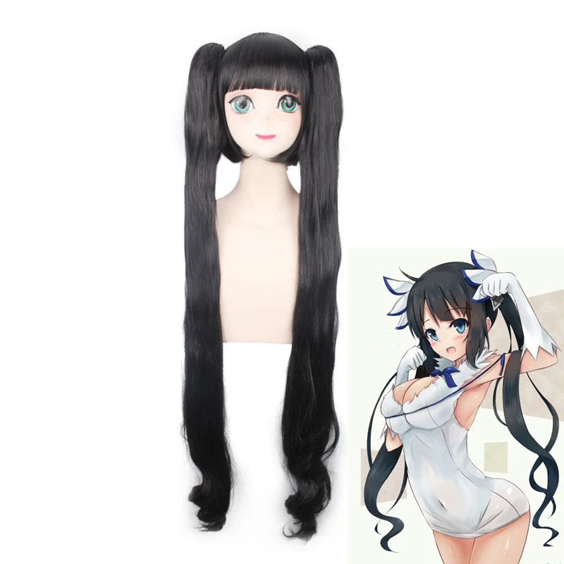

Hestia Kami Sama Long Two Ponytails Wig Cosplay Costume Women Black Heat Resistant Synthetic Hair Party Wigs