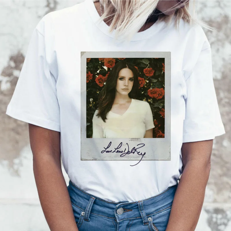 Футболка lana del rey, Корейская женская забавная мультяшная одежда, футболка, Harajuku, женская одежда, Ullzang, топ, футболка с принтом