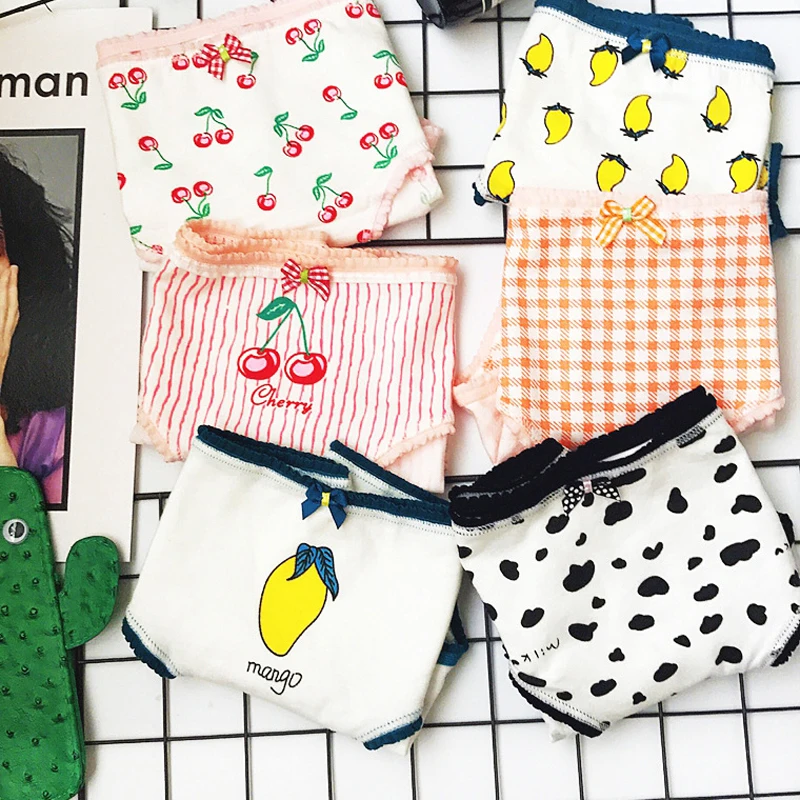 SP&CITY Fashion Cute Girl Underwear Mango Cherry Fruit Cartoon Cotton