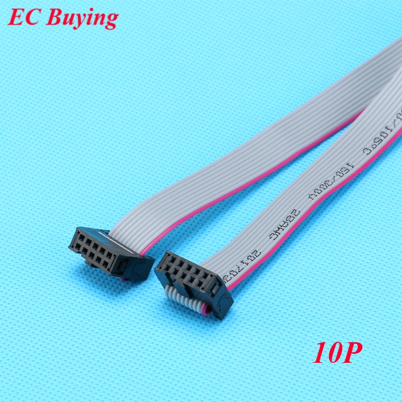 

5pcs FC-10P 2.54mm Pitch JTAG AVR Download Cable Wire Connector Gray Flat Ribbon Data Cable 28AWG 300V FC-10P 30cm