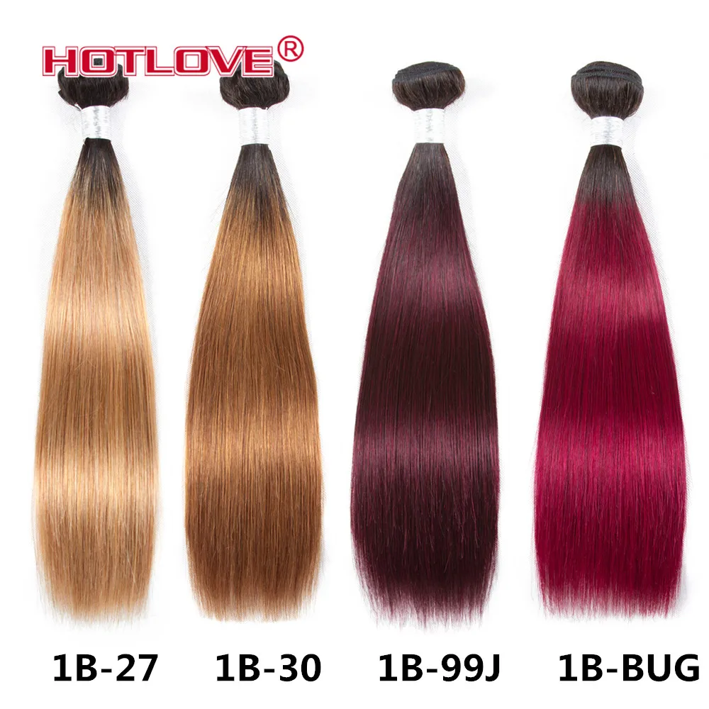 Brazilian Ombre Hair Weave Bundles Straight 100% Human Hair 1 Piece Deal 10-26 Inches Non-remy Blundles Hair Extension Hotlove