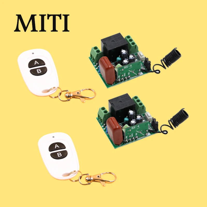 

MITI RF AC 220V 1000W One Grey Transmitter 2X 2Channel Relays RF 433Mhz Smart Wireless Remote Control Light Switch 5522
