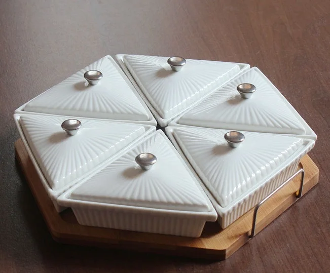 Ceramic Divided Dinner Plate Ornamental Porcelain Compartment Serving